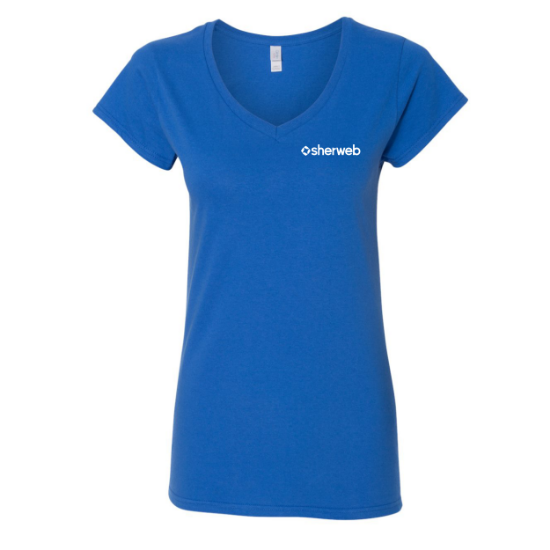 Image de T-shirt col en V  Royal - Femme