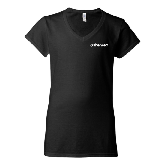 Image de T-shirt col en V  Noir - Femme